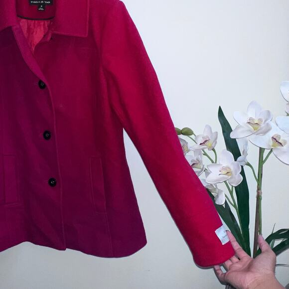 Preston & York Women's Wool Blend Pea Coat Size M Button Closure Red Lined - Picture 4 of 9